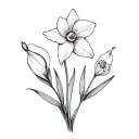 daffodil, narcissus, calla lily, and larkspur fine line tattoo tattoo design idea