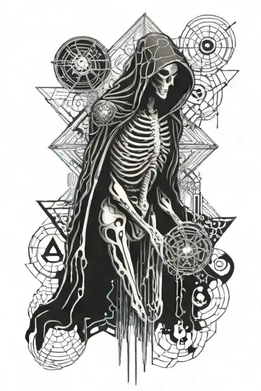 incomprehensible dmt time god alien grim reaper tattoo design idea