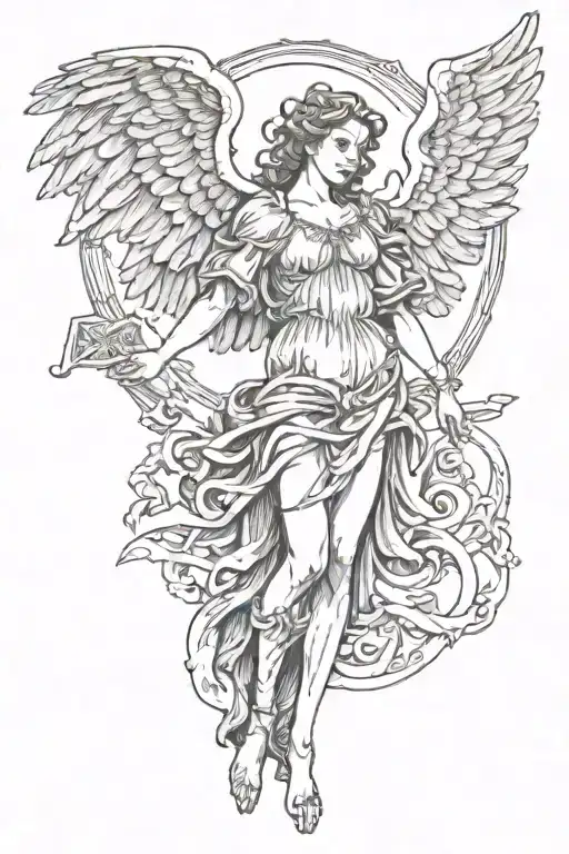 Renaissance-inspired wingless angel tattoo design idea