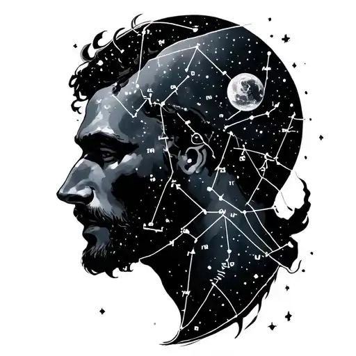 Simon Aquarius constellation map tattoo design idea