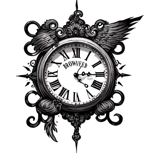 "On borrowed time" father clock tattoo design idea