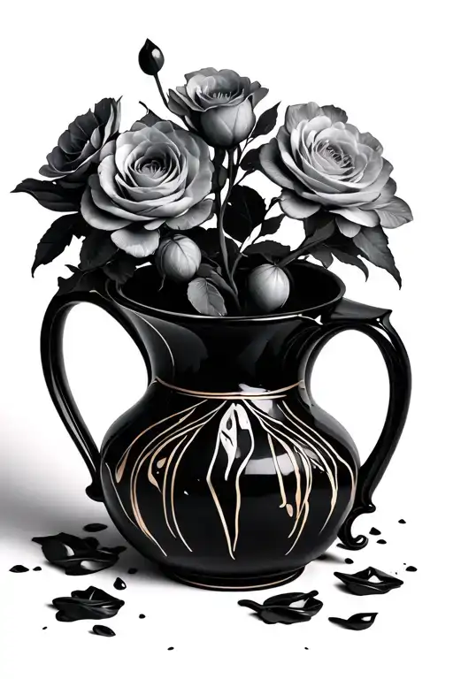 Lack of family abandonment sadness solitude broken vase tattoo design idea