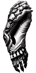 bionic arm design representin humbleness y braveness tattoo design idea