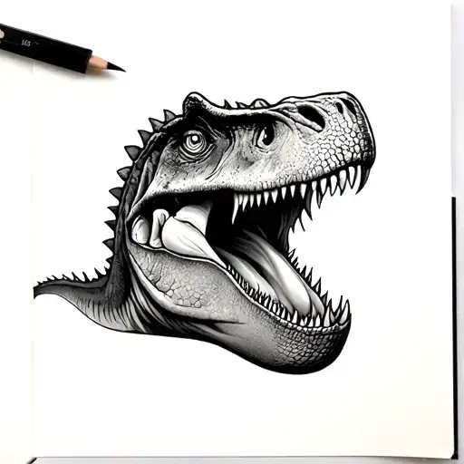 Show me a tattoo of a peep with a bite taken out by a dinosaur tattoo design idea