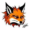 Angry fox face tattoo design idea