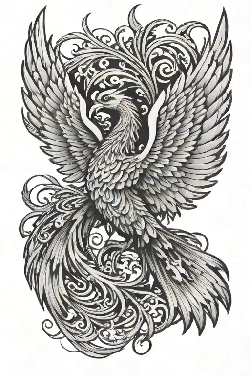 phoenix with outstretched wings tattoo design idea