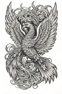 phoenix with outstretched wings tattoo design idea