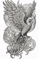 phoenix with outstretched wings tattoo design idea