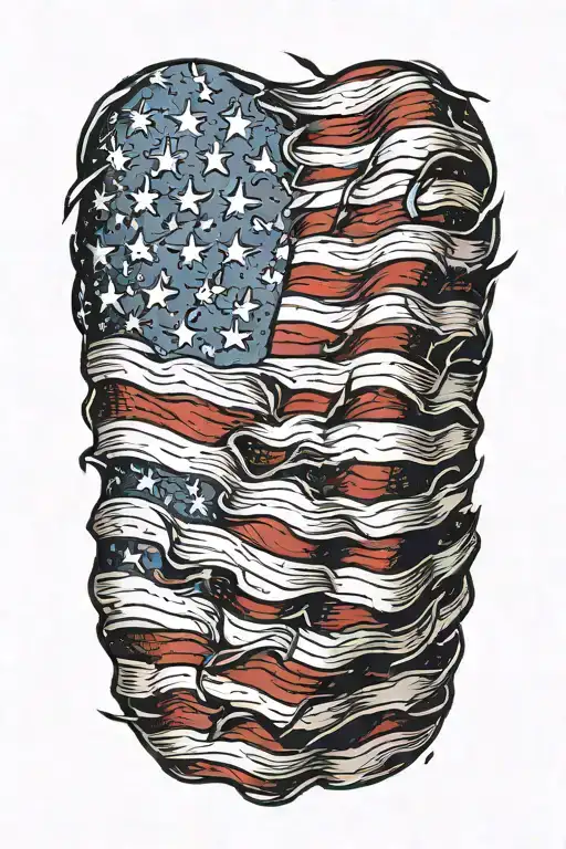 American flag ripping out of skin tattoo design idea