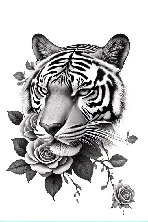 duck water black roses tiger norse tree tattoo design idea