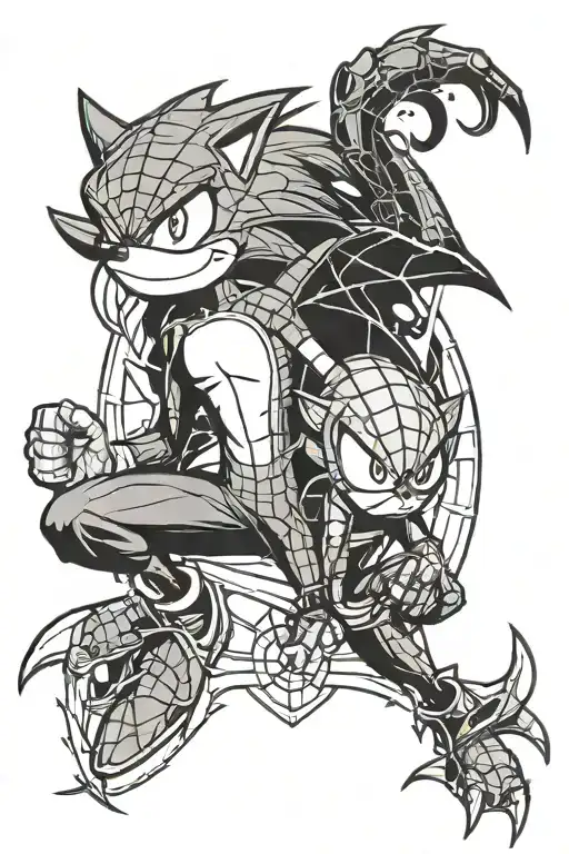 sonic the hedgehog and spiderman tattoo tattoo design idea