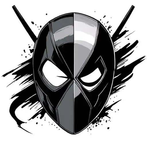 Deadpool mask merging with ichigo hollow mask surrounded tattoo design idea