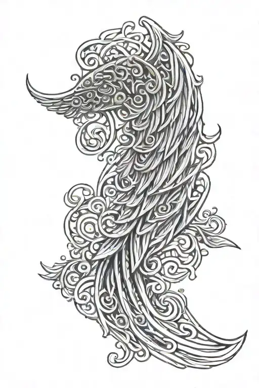 3d angel wing tattoo with celtic swirl tattoo design idea