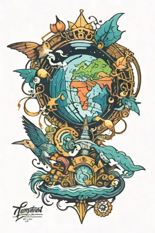 colorful geography inspired design tattoo design idea