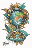 colorful geography inspired design tattoo design idea