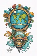 colorful geography inspired design tattoo design idea
