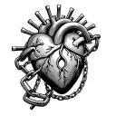 human heart with a lock and chain wrapped around it tattoo design idea