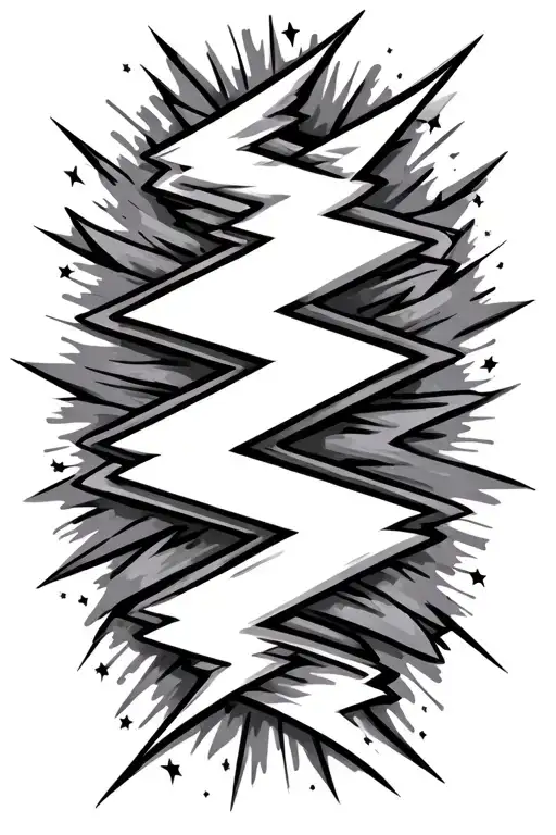 stars And Lightning Bolt pattern tattoo design idea