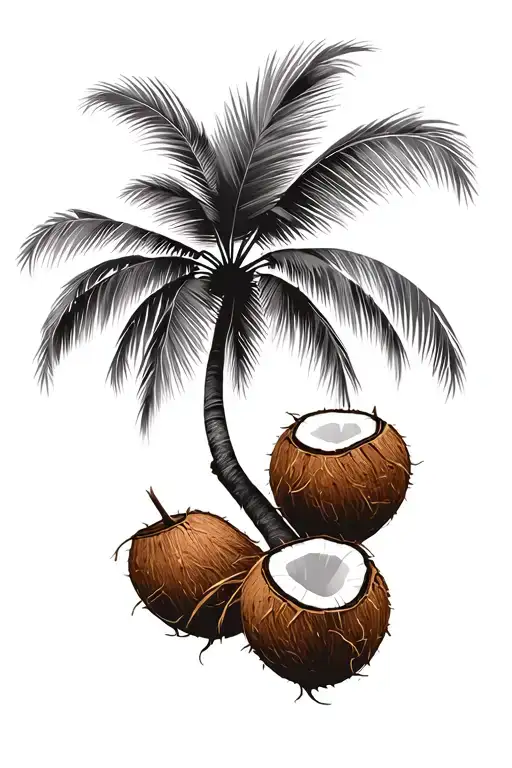 palm tree with coconuts tattoo design idea