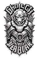 space marine warhammer 40k space marine doom slayer rose lettering tattoo design idea