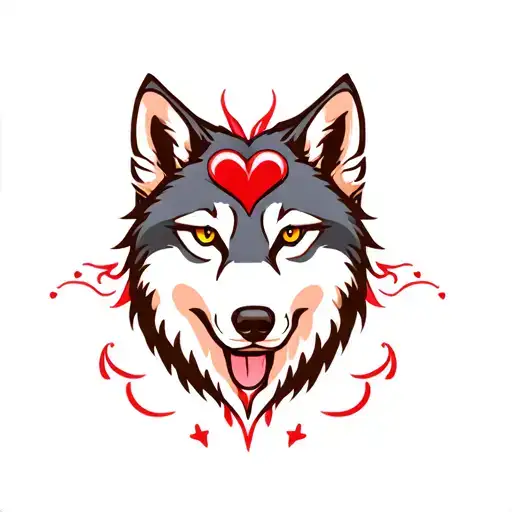 wolf, heart, tattoo design idea