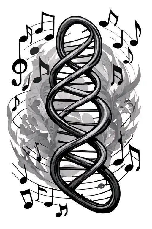 Music notes and DNA tattoo design idea