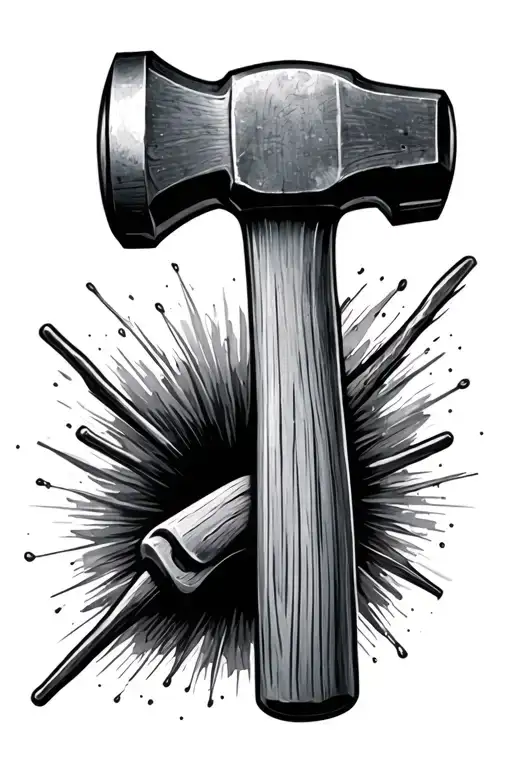 realistic sledgehammer black and gray tattoo design idea