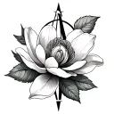 magnolia flower and compass rose tattoo design idea