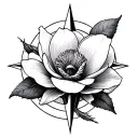 magnolia flower and compass rose tattoo design idea