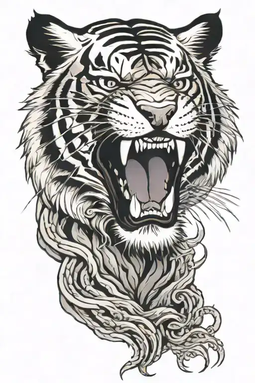 growling tiger face front facing tattoo design idea