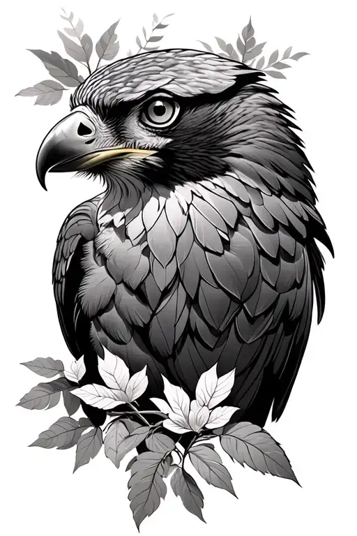 nature with hawk tattoo design idea