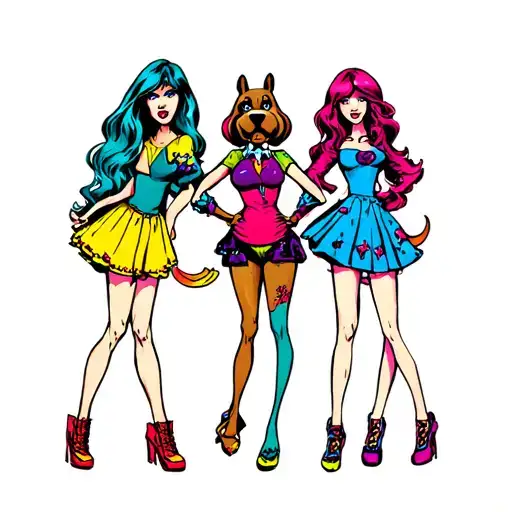 Scooby doo with the hex girls  tattoo design idea