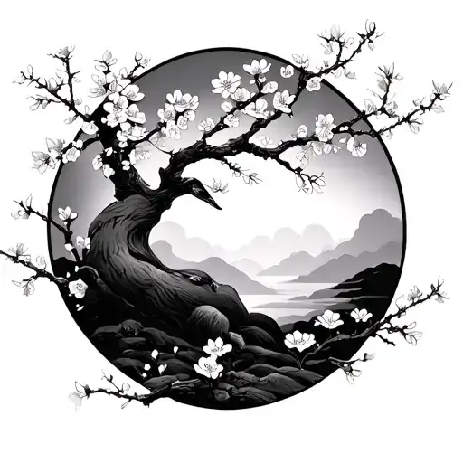 loyalty over love in Japanese cherry blossom tree tattoo design idea
