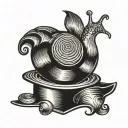 snail on vinyl record tattoo design idea