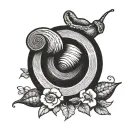 snail on vinyl record tattoo design idea