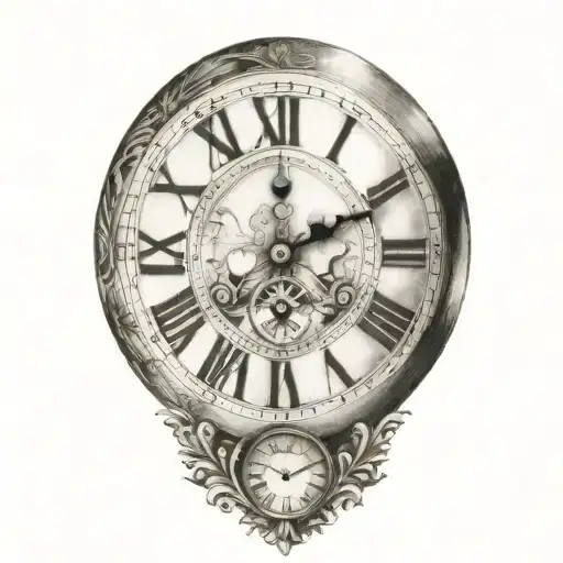 simple Roman numeral clock face tattoo design idea