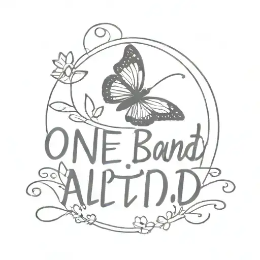 Fineline tattoo with a text 'onze band is voor altijd, liefs oma' and a little heart and a butterfly flying away.  tattoo design idea