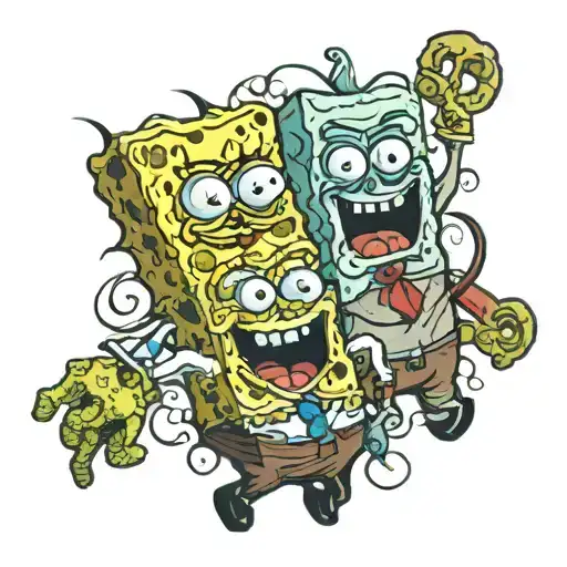 creepy spongebob characters for partner tattoo scary  tattoo design idea