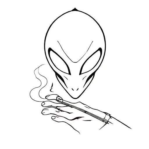 alien smoking tattoo design idea
