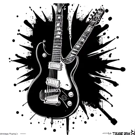 black electric guitar tattoo design idea