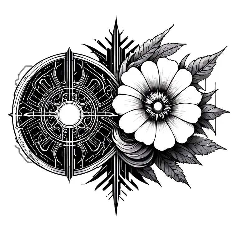 Primrose black and white tattoo design idea