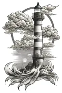 Lighthouse sunrise tattoo design idea