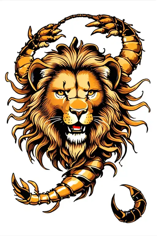 lion and scorpion  tattoo design idea