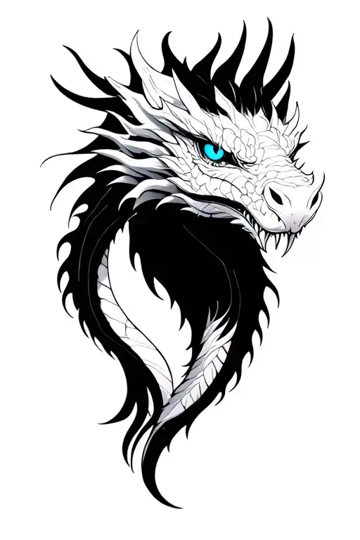 black magician and white dragon blue eyes tattoo design idea