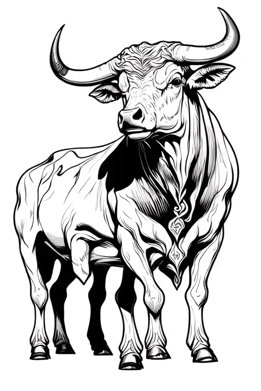 david star and taurus bull standing tattoo design idea