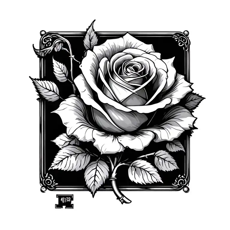 KEY AND A ROSE tattoo design idea
