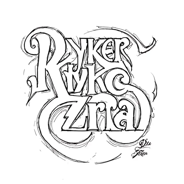 "Ryker" "Ezra " Ezra name written tattoo design idea