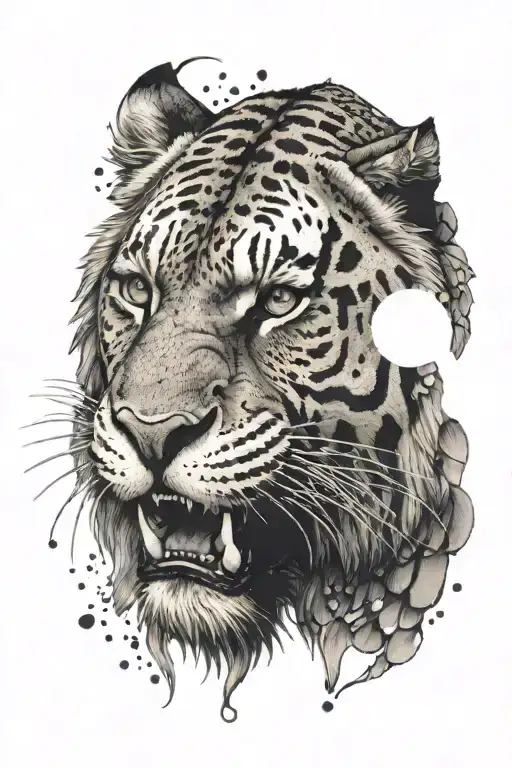 sabertooth tiger face tattoo design idea