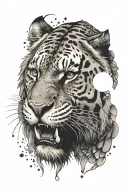 sabertooth tiger face tattoo design idea