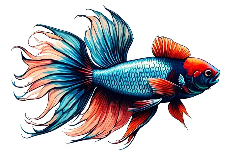 Plakat Betta fish tattoo design idea
